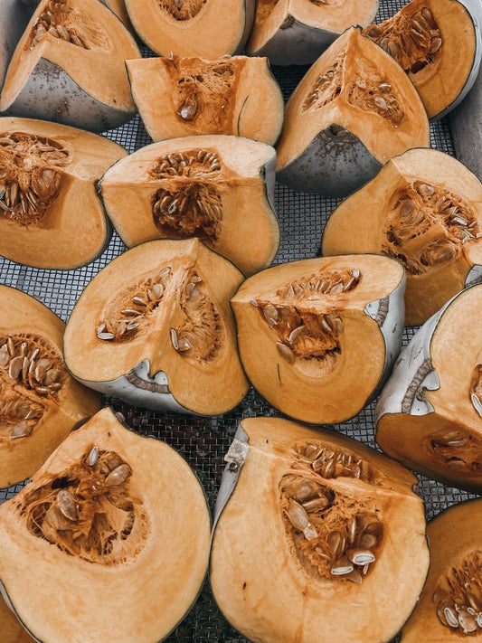 Mangaroa Farm crown pumpkins with seeds